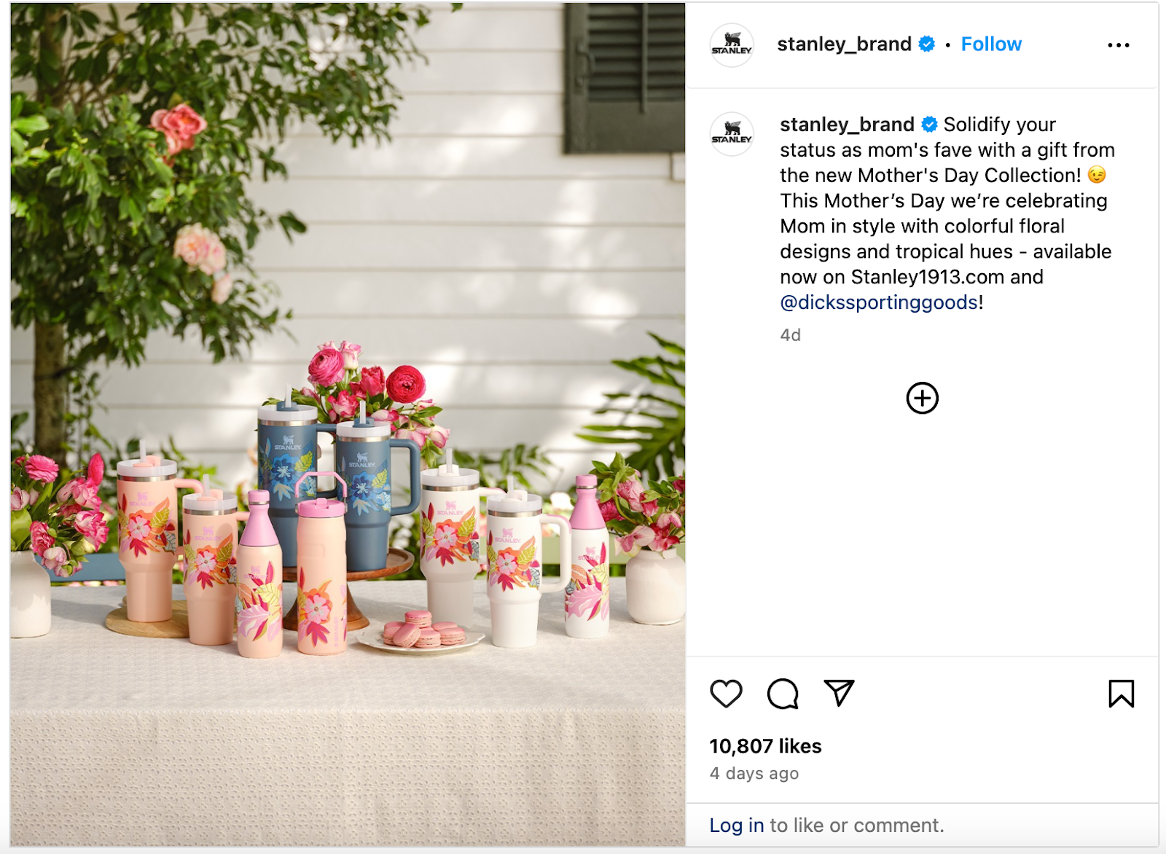 Stanley Instagram-Beitrag über die Muttertagskollektion