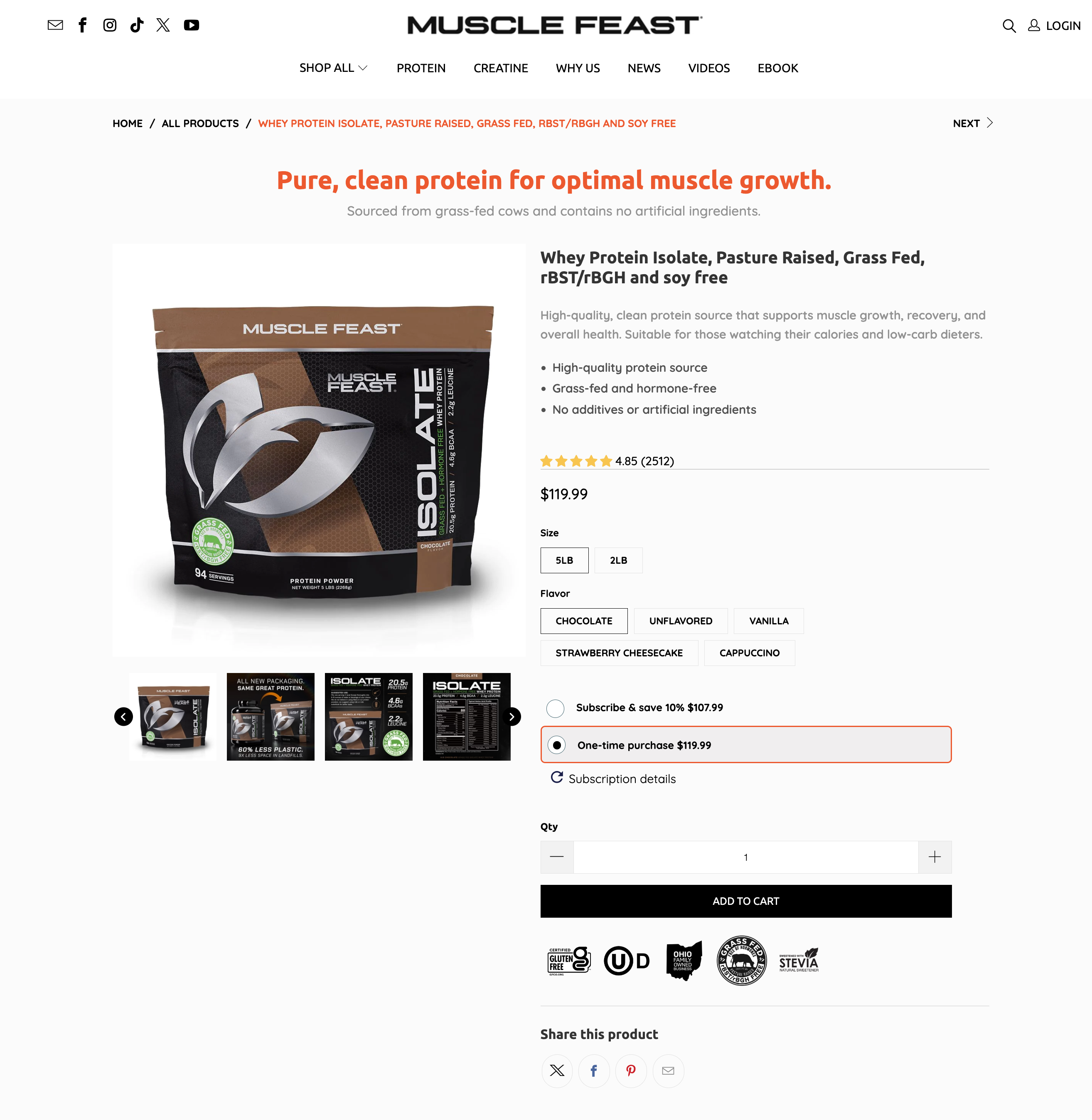 Muscle Feast Shopify 제품 페이지