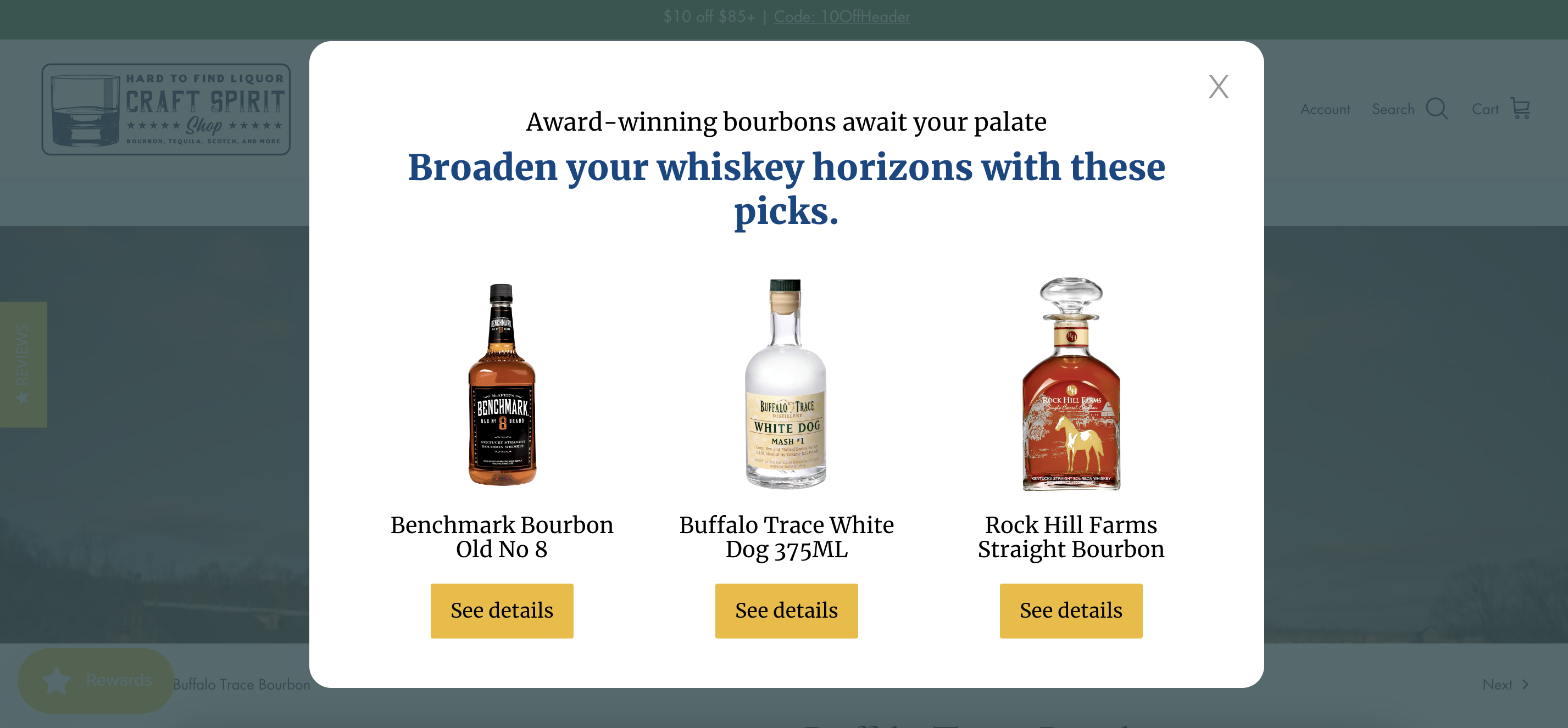 Das personalisierte Empfehlungs-Popup mit Whisky.