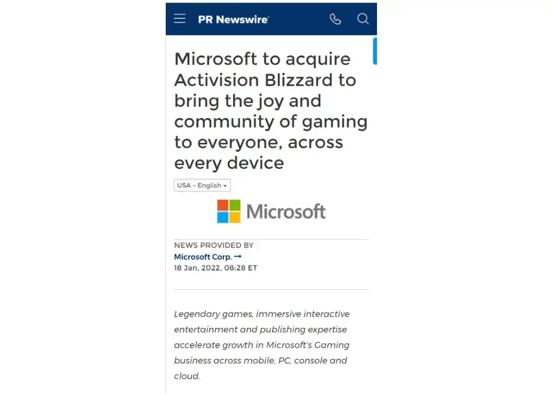 PR-Newswire-Microsoft-Ankündigung