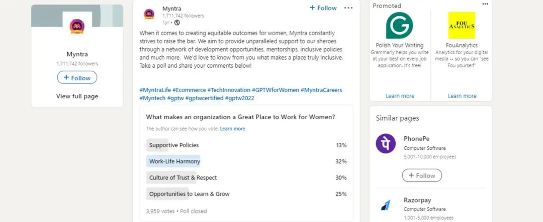 myntra-linkedin-포스트