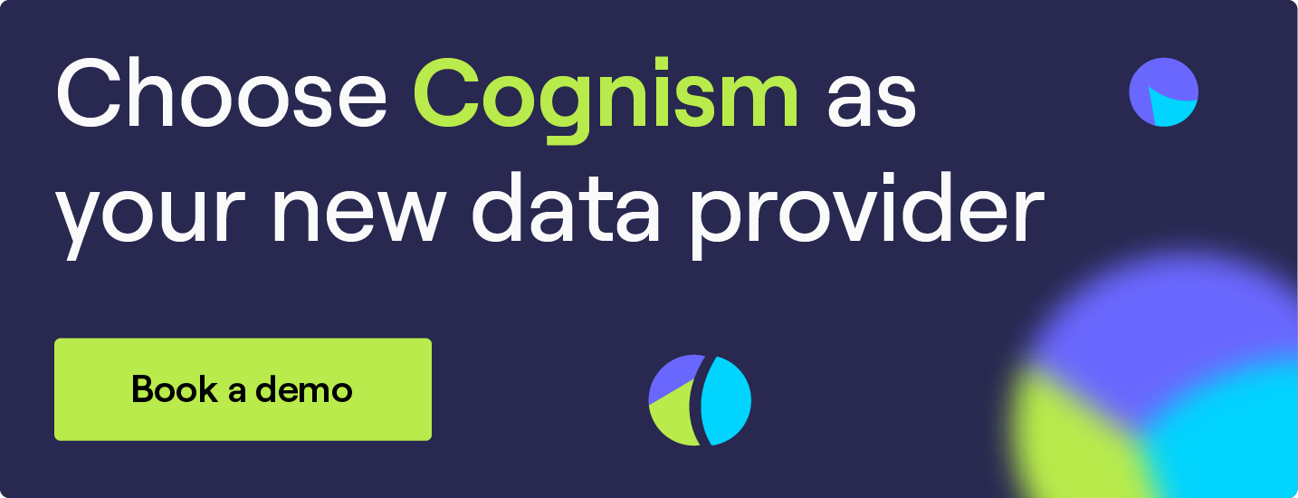 Выберите Cogniism в качестве нового поставщика данных. Нажмите, чтобы заказать демо.