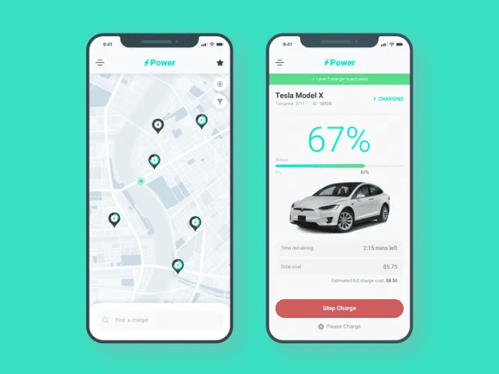 aplicativo de mapa de localização da estação de carregamento ev