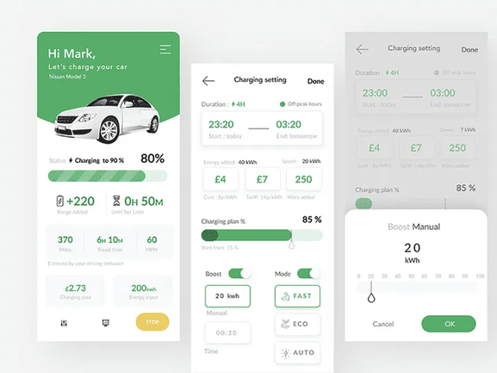 application de gestion de charge ev