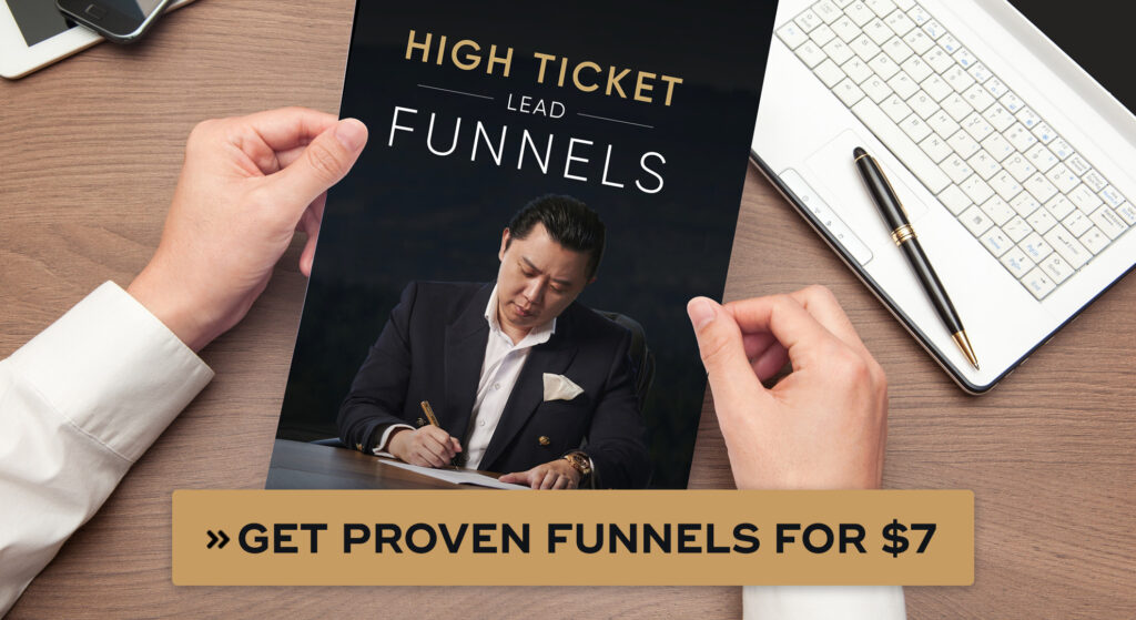 Sebuah gambar menunjukkan sampul buku High Ticket Lead Funnels saya.