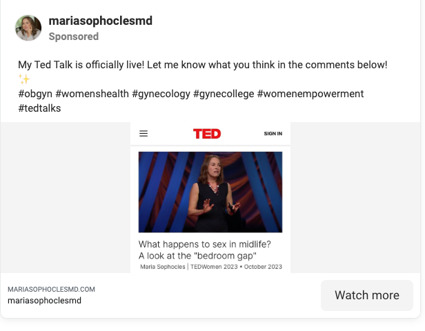 Von Maria Sophokles. Es zeigt, dass sie in einer Anzeige eine Rede in Ted Talk gehalten hat.