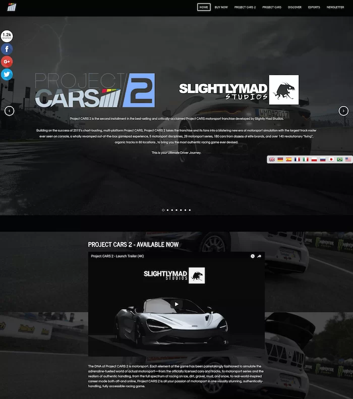 Сайт ProjectCars Weebly