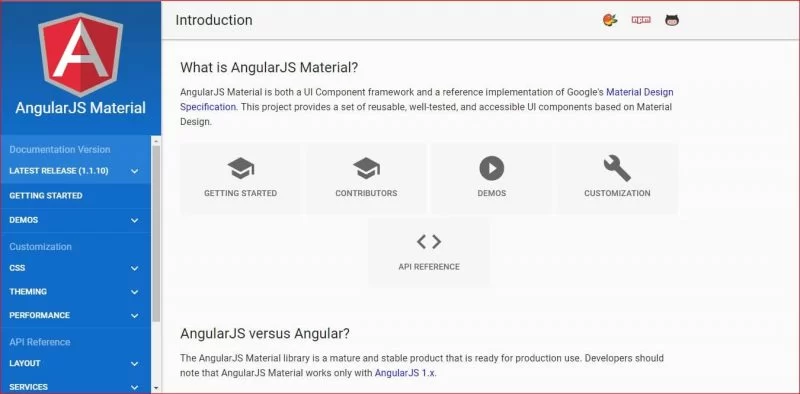 Angular JS Material Design Framework