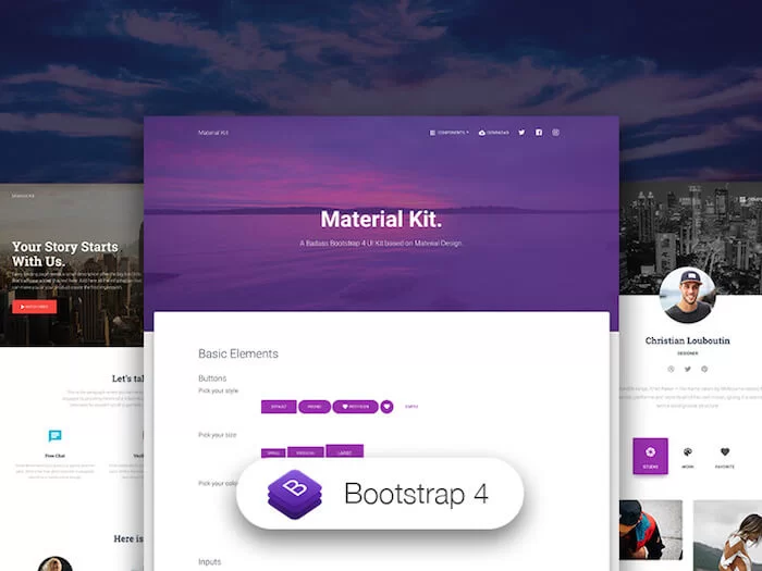 Bootstrap 4 Material Kit Pro. مجموعة أدوات Bootstrap 4 Pro