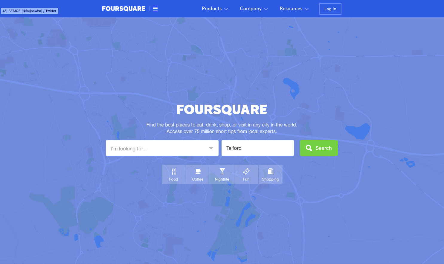 美國本地 SEO 的 FOURSQUARE 主頁截圖