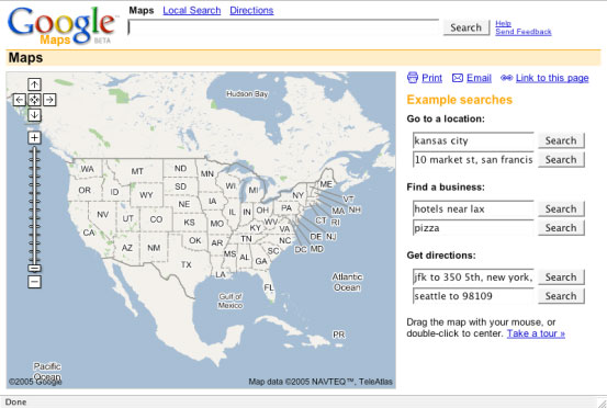 2005年谷歌地圖的截圖。