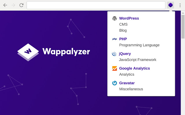 لقطة شاشة لأداة Wappalyzer free SEO