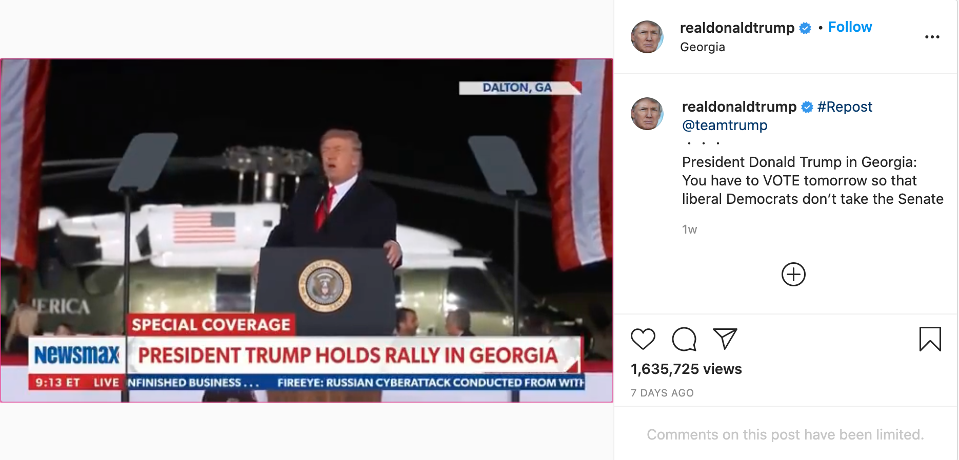 Postingan Insta Donald Trump 3