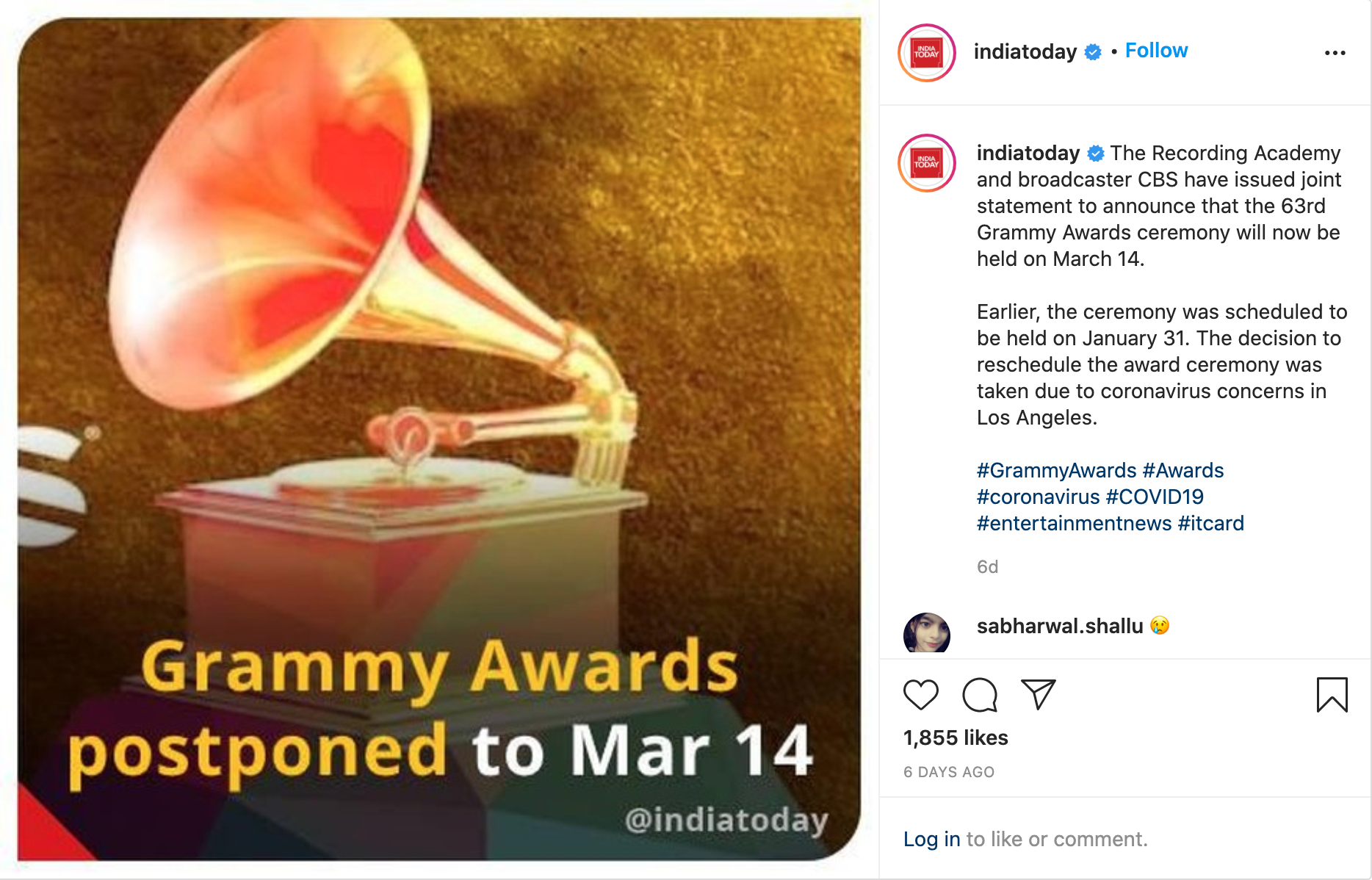 Postingan Instagram GRAMMY 1