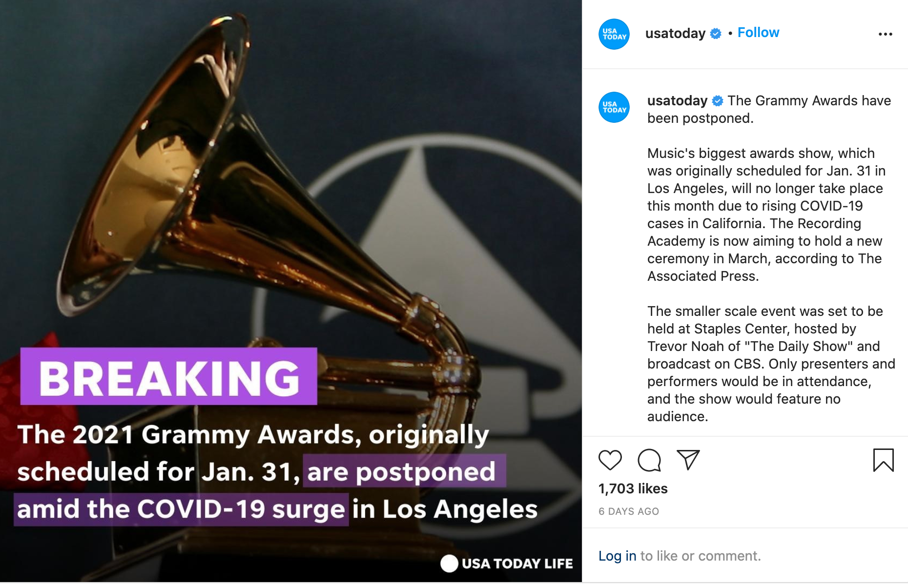 Postingan Instagram GRAMMY 3