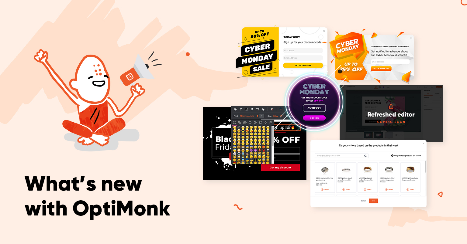 optimonk whatsnew2 v2 - Conversational popup & new Cyber Monday templates, emojis ➕ other improvements