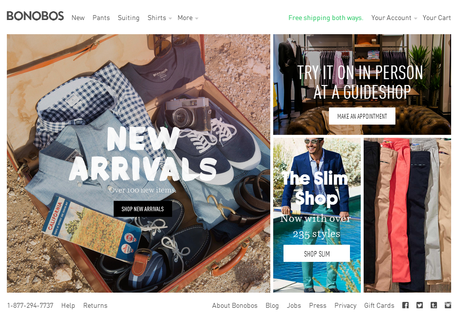 bonobos - Ecommerce Homepage Design Best Practices with 21 Examples