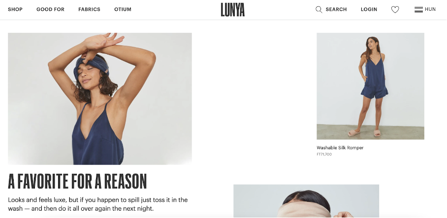 lunya homepage - Ecommerce Homepage Design Best Practices with 21 Examples