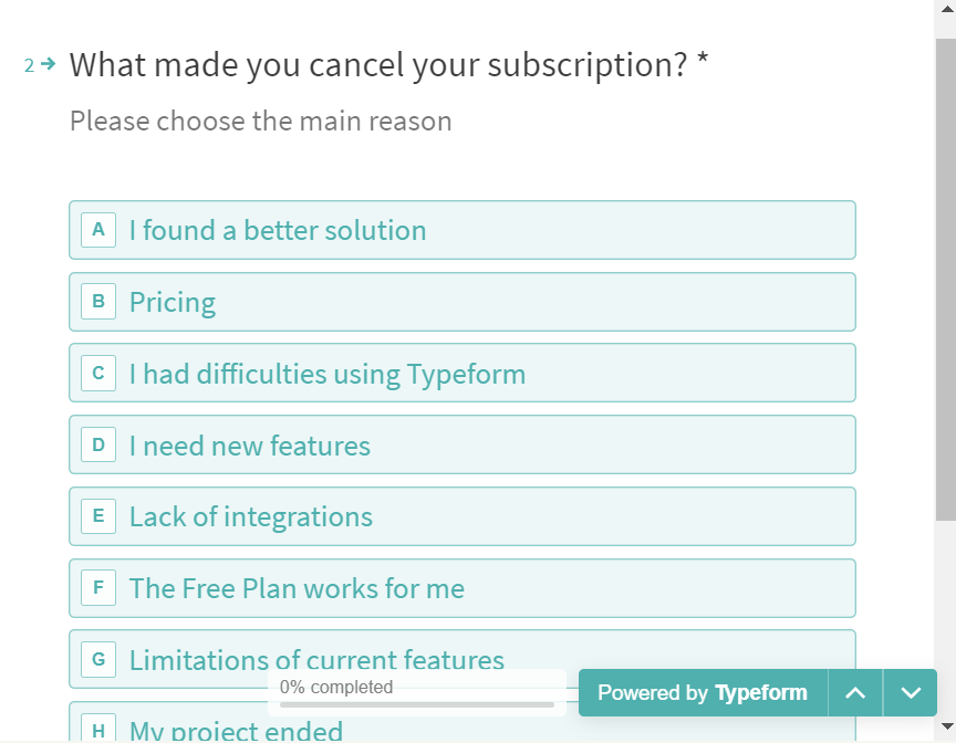 Subscription Cancellation Survey Typeform - How to collect user feedback and analyze it in 2022