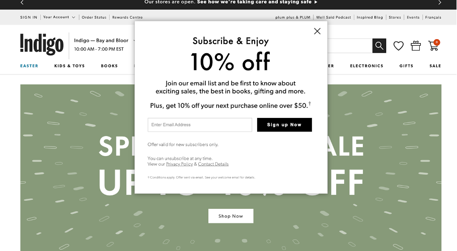 indigo - 29 Email Popup Examples to Get More Newsletter Subscribers