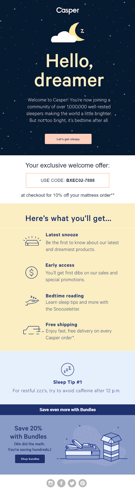 Casper welcome email - How to Write a Welcome Email to Boost Customer Engagement?