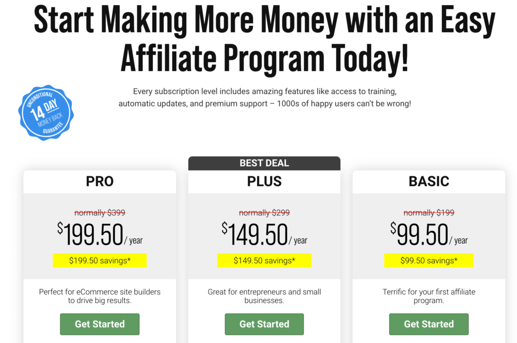 Easy Affiliate pricing. 