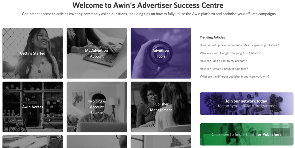 AWIN's accessible FAQ format. 