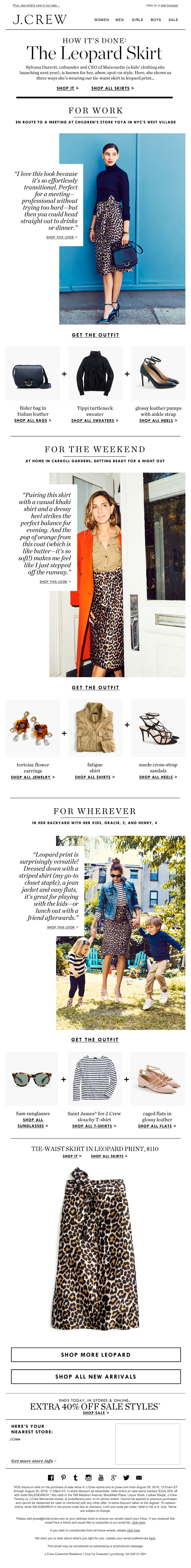 how it s done the tie waist leopard skirt with sylvana durrett 680x5581 - 5 Types of Ecommerce Email Templates to Drive More Sales (+22 Examples)