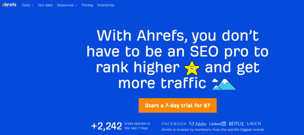 Ahrefs homepage