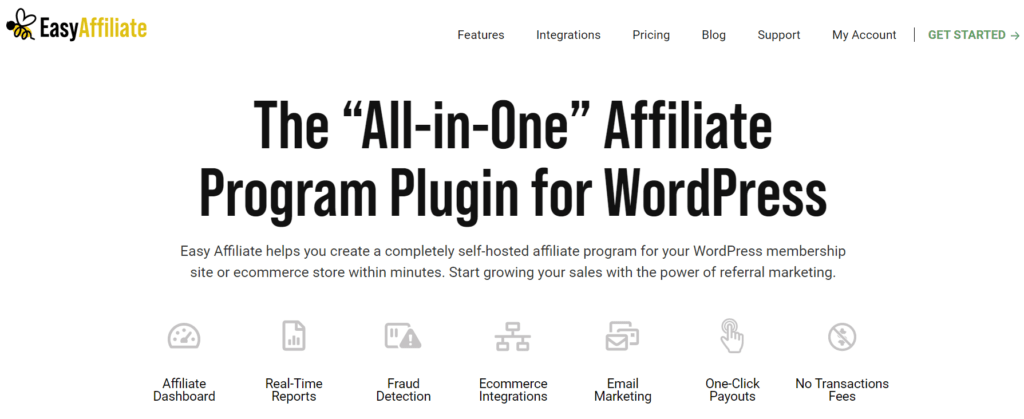 The Easy Affiliate homepage