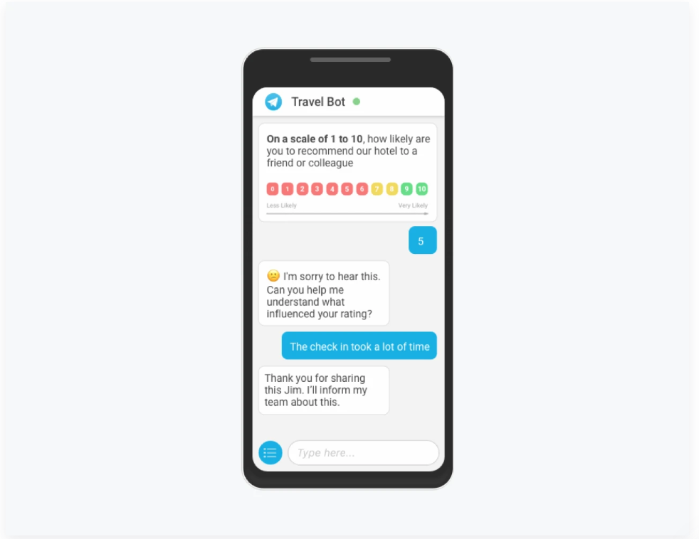 Live Chat Example TravelBot - 30 Customer Feedback Questions to Ask in 2022 (& Tools to Use)