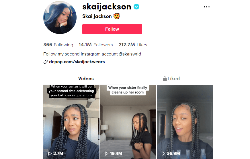 z 一代影響者 skai jackson