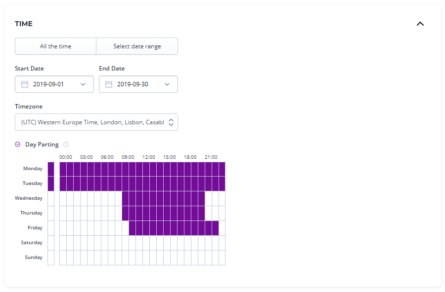 calendario de anuncios en DSP