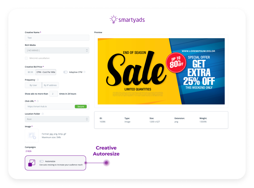 ปรับขนาดโฆษณาอัตโนมัติ SmartyAds DSP