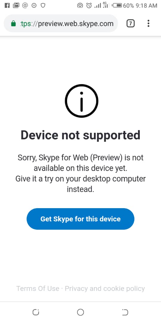 Mobile Skype-Webanmeldung