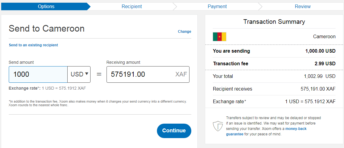 Invia denaro PayPal in Camerun