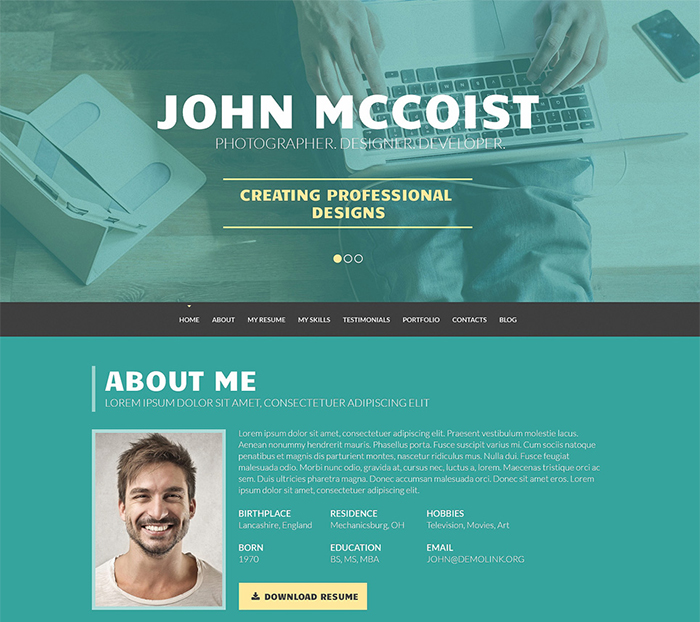 Tema WordPress del portfolio Web convincente