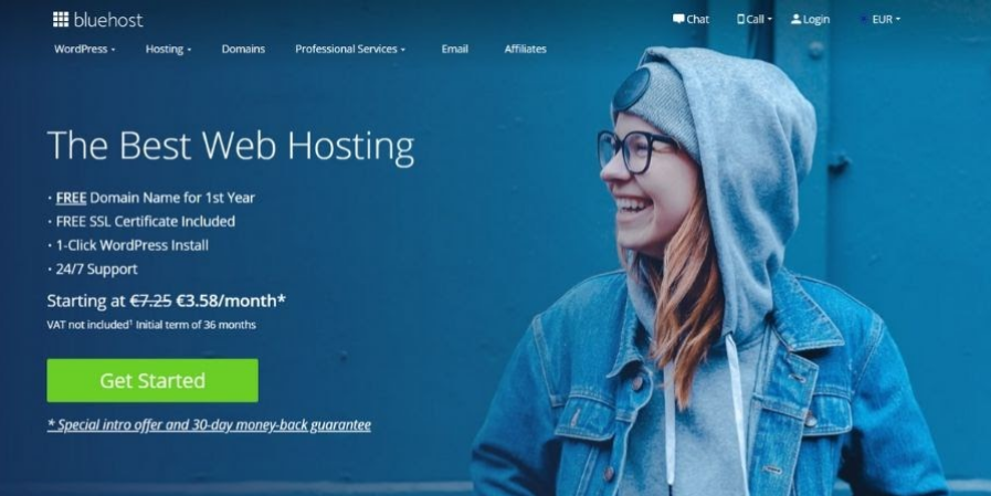 construtor de sites bluehost