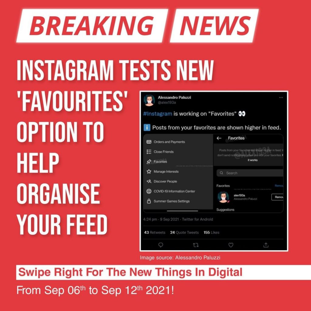 Instagram prueba la nueva opción 'Favoritos' para ayudar a organizar su feed