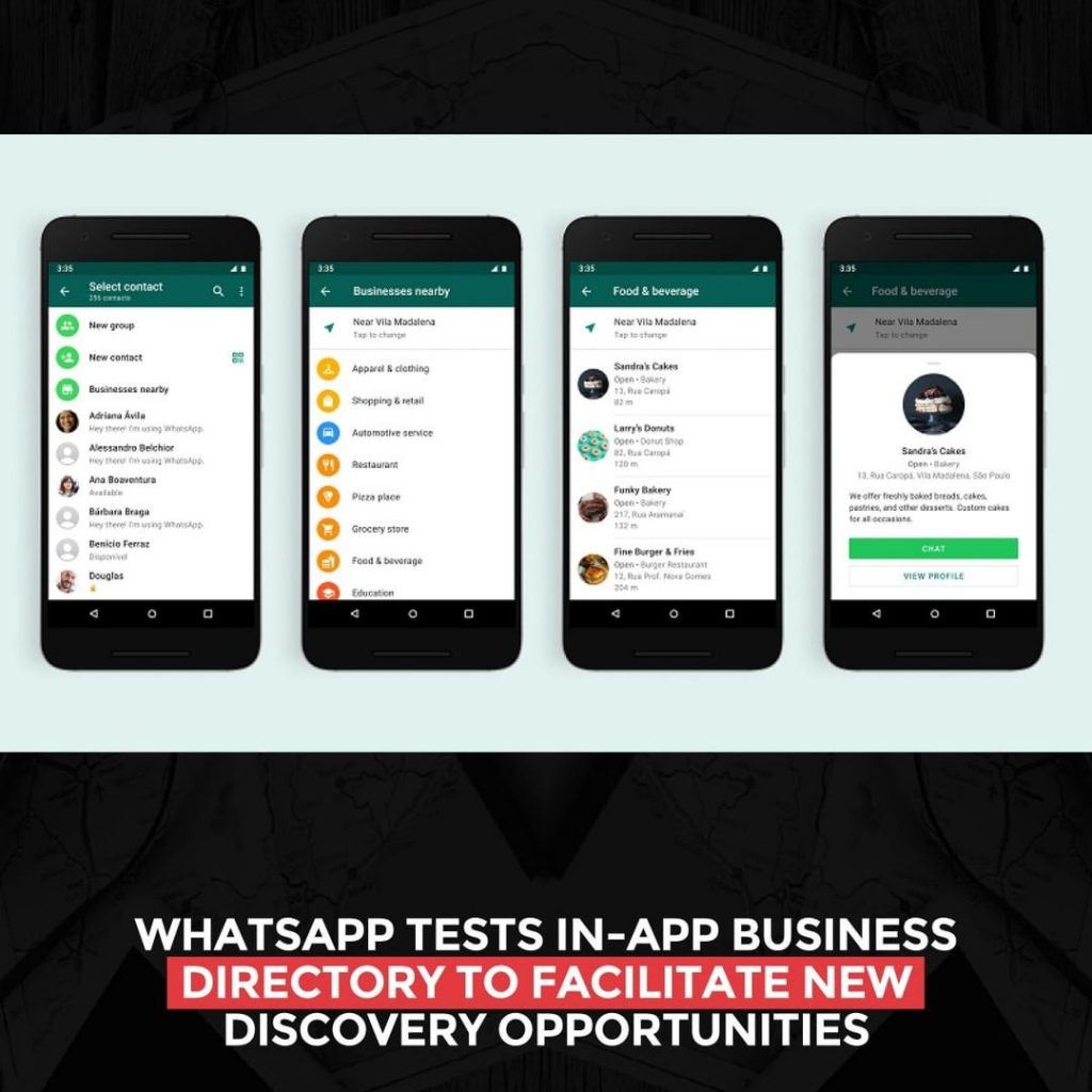 يختبر WhatsApp دليل الأعمال داخل التطبيق لتسهيل فرص الاكتشاف الجديدة