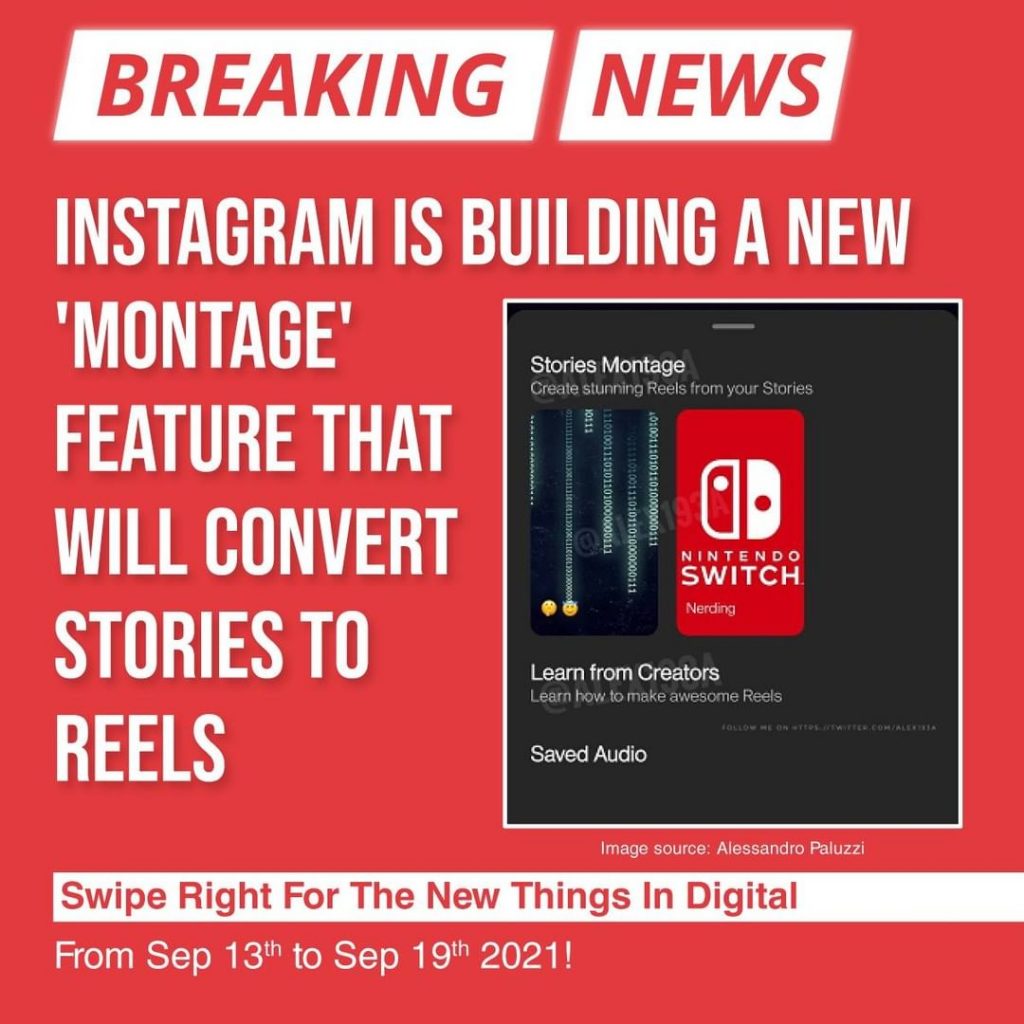 Instagram está creando una nueva función de 'Montaje' que convertirá Historias en Reels