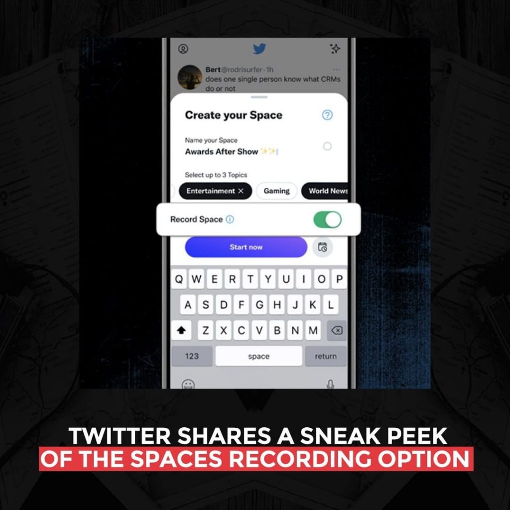 Twitter는 Spaces 녹음 옵션에 대한 미리보기를 공유합니다.