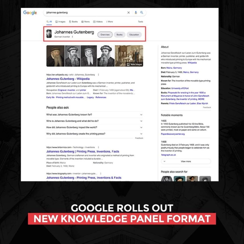 Google lança novo formato de painel de conhecimento