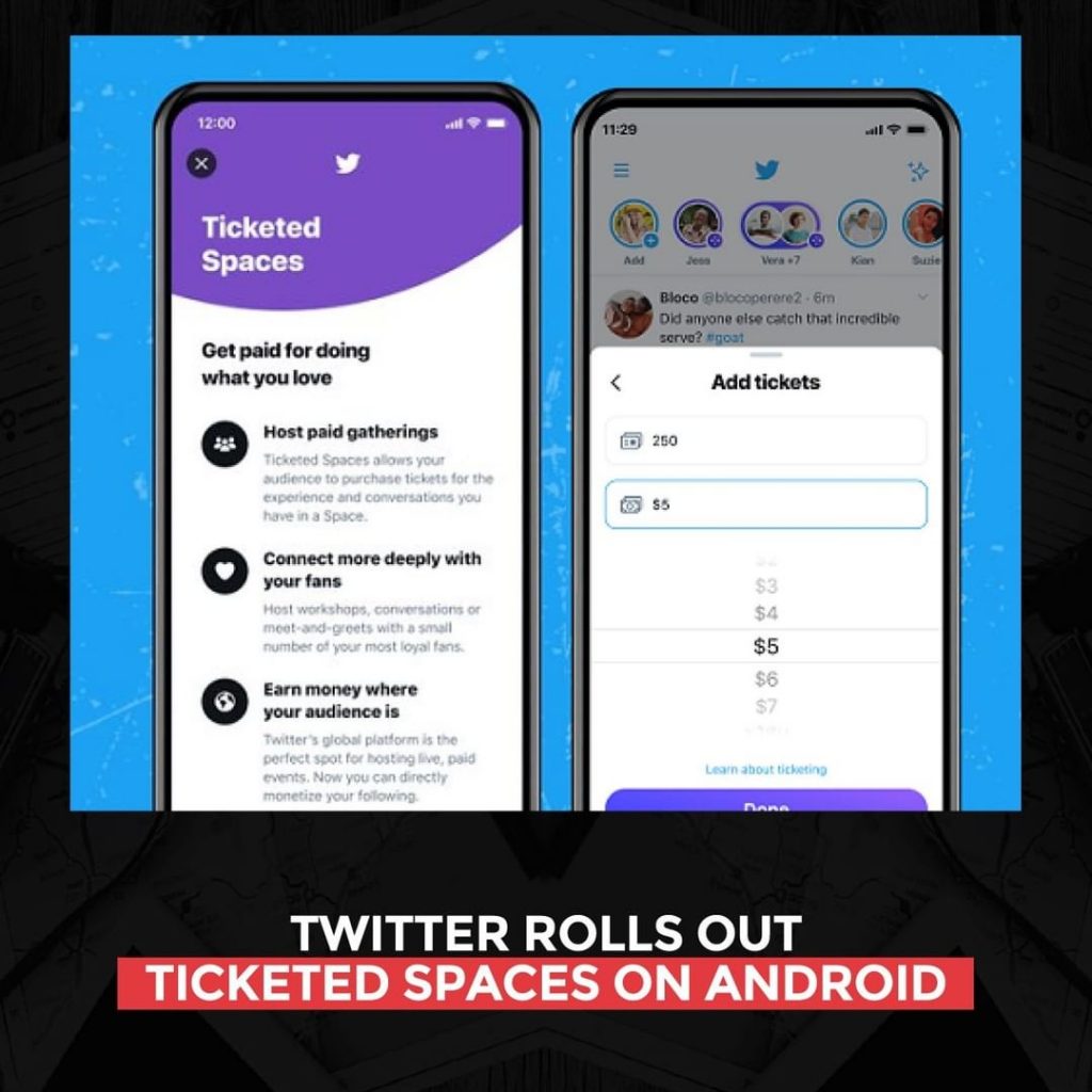 Twitter, Android에서 Ticketed Spaces 출시