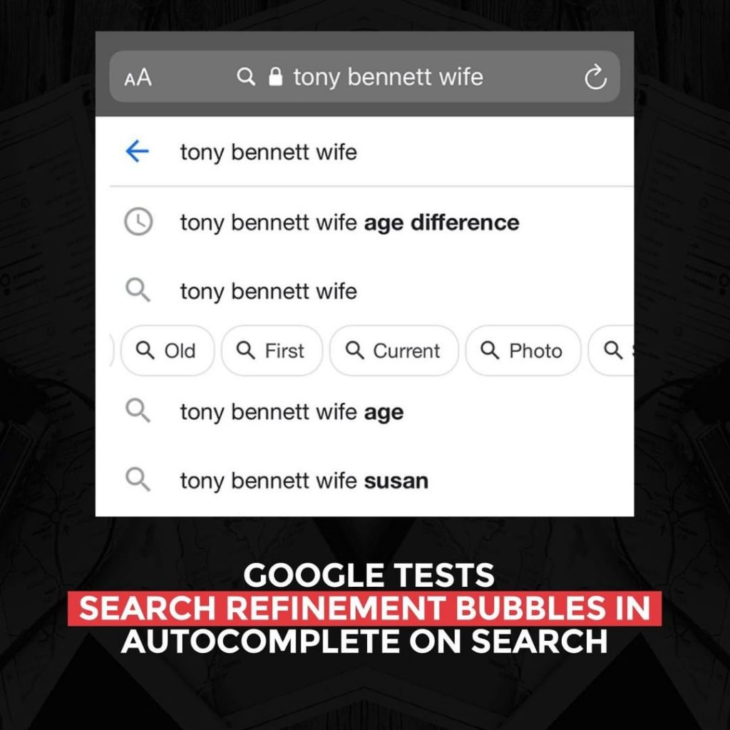 Google teste les bulles de raffinement de la recherche dans la saisie semi-automatique sur la recherche