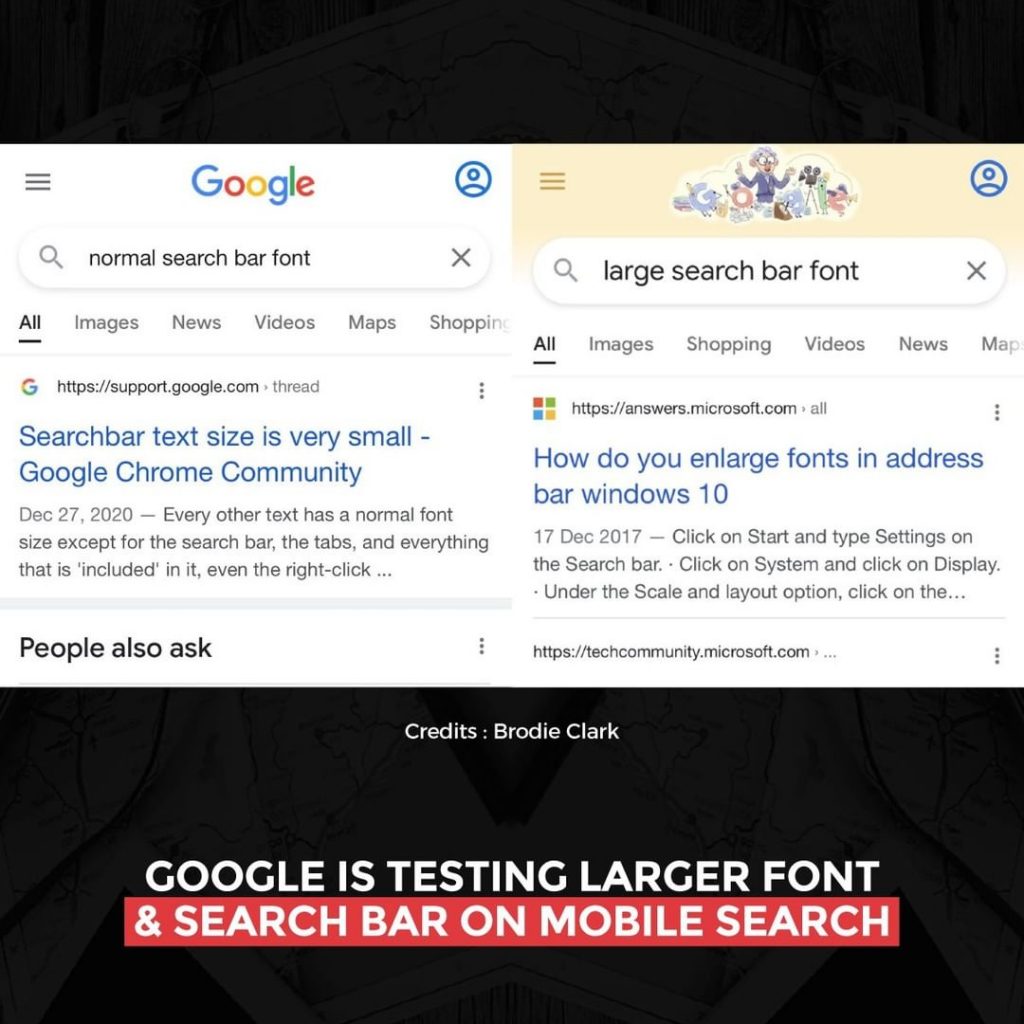 Google está testando fonte maior e barra de pesquisa na pesquisa móvel