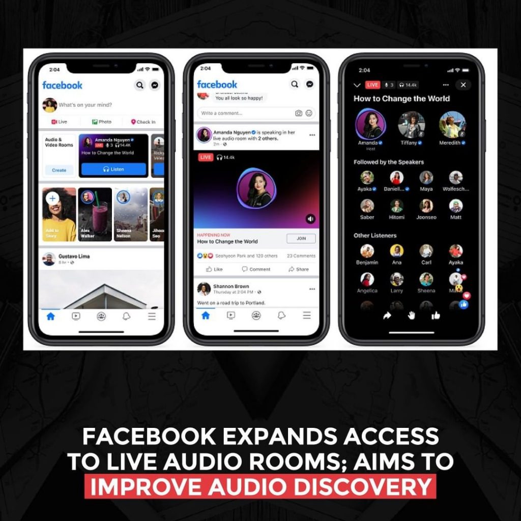 Facebook ขยายการเข้าถึงห้อง Live Audio; มีเป้าหมายเพื่อปรับปรุงการค้นพบเสียง