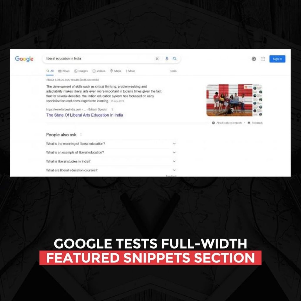 Google тестирует полноразмерный раздел Featured Snippets