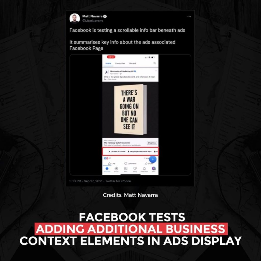 Facebook teste l'ajout d'éléments de contexte commercial supplémentaires dans l'affichage des annonces