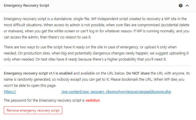 Guión de recuperación de emergencia